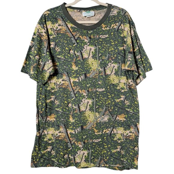 VTG Lot of 2 Bushlan 80s Camo Hunting Outdoor Long & Short Sleeve Shirts Large - Picture 2 of 10